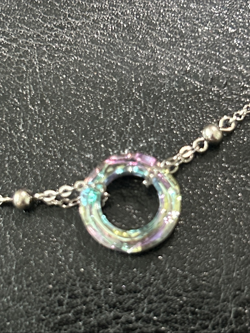 Iridescent Circle bracelet Sterling Silver Chain